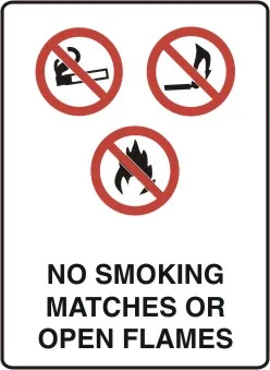 P 523 — PROHIBITION - NO SMOKING MATCHES OR OPEN FLAMES